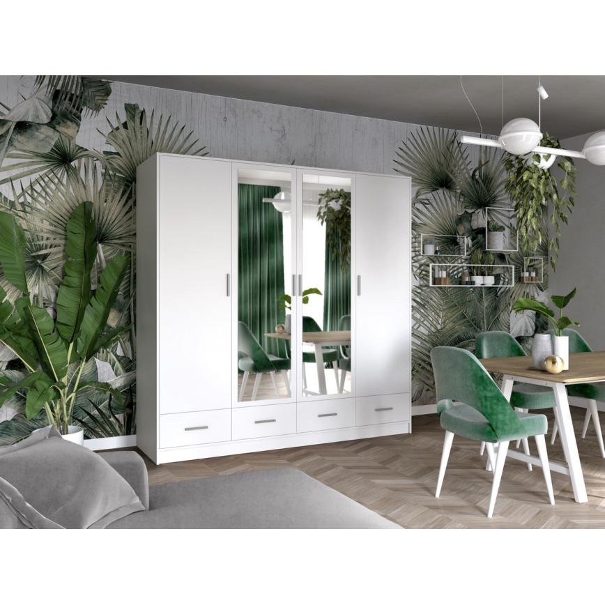 Šatní skriňa so zrkadlom SANNA 200x215 cm biela